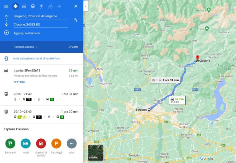 Come arrivare in Val Seriana in auto